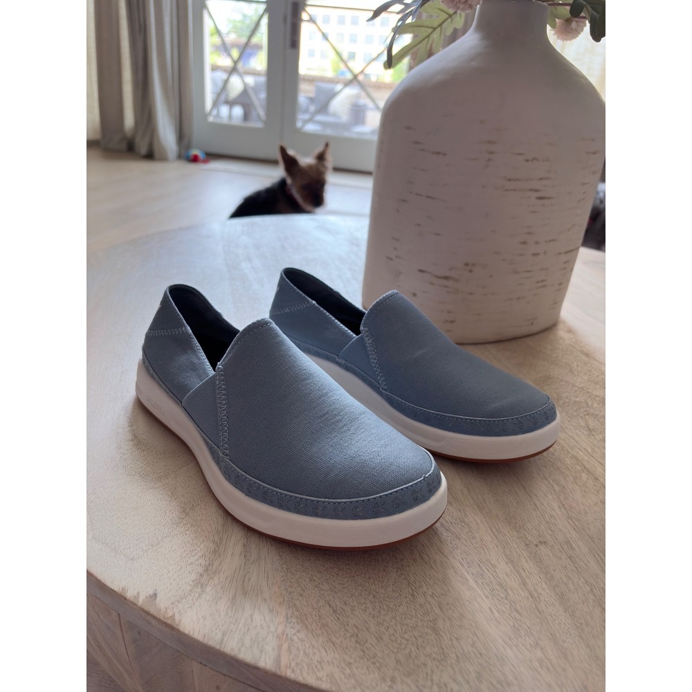 KURU Women's Slip-On Sneakers in Light Blue and White